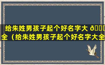 给朱姓男孩子起个好名字大 🍀 全（给朱姓男孩子起个好名字大全四个字）